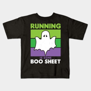 Funny Halloween Running is Boo Sheet Ghost Retro Kids T-Shirt